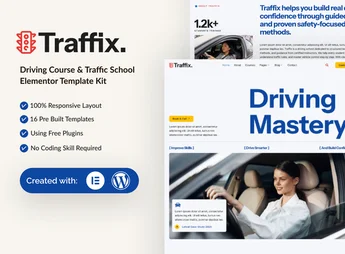 Traffix – Driving Course & Traffic School Elementor Template Kit