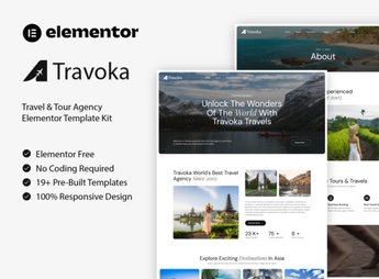 Travoka – Travel & Tour Agency Elementor Template Kit