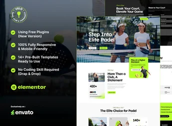 Velo – Padel Club & Community Elementor Template Kit