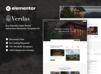 Verdas – Eco-Friendly Cabin Rental Adventure Elementor Template Kit