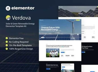 Verdova – Solar & Green Renewable Energy Elementor Template Kit