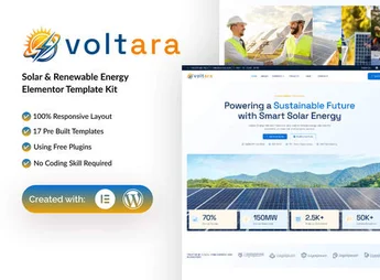 Voltara – Solar & Renewable Energy Elementor Template Kit