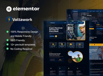VoltaWork – Electrical Service Elementor Template Kit