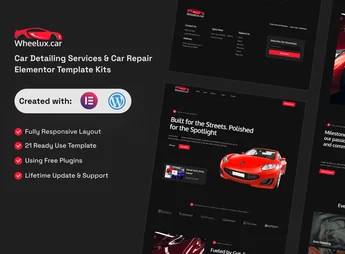Wheelux – Car Detailing Services & Car Repair Elementor Template Kits