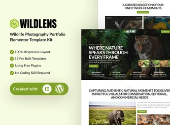 Wildlens – Wildlife Photography Portfolio Elementor Template Kit