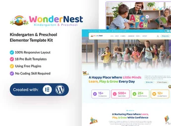 WonderNest – Kindergarten & Preschool Elementor Template Kit