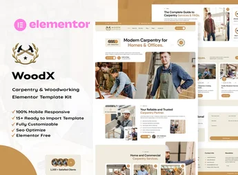 Woodx – Carpentry & Woodworking Elementor Template Kit