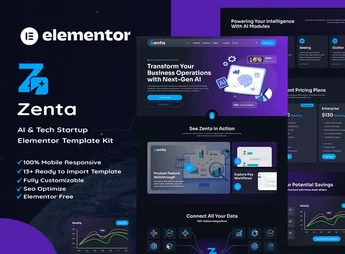 Zenta – AI & Tech Startup Elementor Template Kit