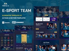 Triple-A – eSport Team Gaming WooCommerce Elementor Template Kit