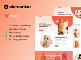Veloza – Influencer & Talent Agency Elementor Template Kit