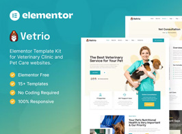 Vetrio – Veterinary Clinic & Pet Care Elementor Template Kit